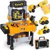 Kids Tool Bench with Electric Drill and Construction Vehicles