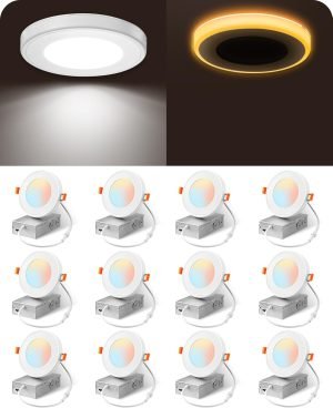 12-Pack 4 Recessed Lights with Built-in Night Light Mode.