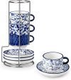 4 oz Stackable Espresso Cups with Saucers