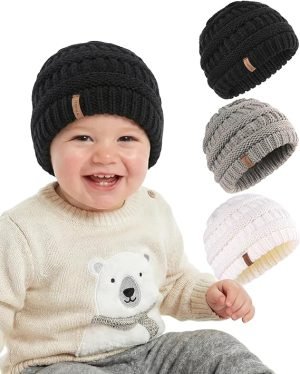 Baby Beanie Winter Soft Warm Knit Hat 3 Pack