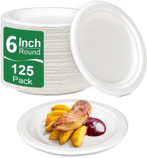 Disposable Eco Friendly White Paper Plates