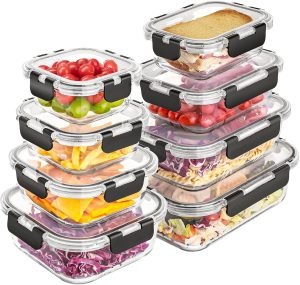 8-Pack Glass Food Storage Containers with Lids
