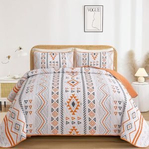 Drucon Boho Aztec Quilt Set Queen Size 3 Pieces