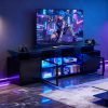 70 Inch Black TV Stand with LED Lights