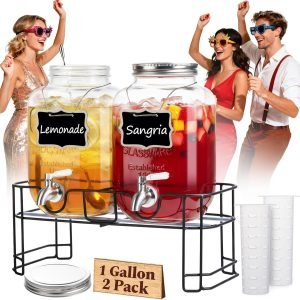 2 Pack Glass Drink Dispensers