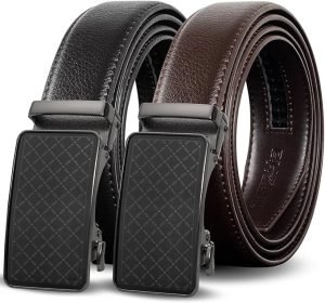 Men’s Ratchet Belts Leather – 2 Pack