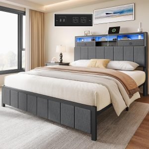  Bed Frame with Storage Headboard