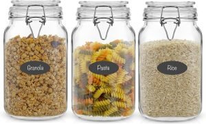 Airtight Glass Jars with Lids – Set of 3