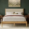 Solid Wood Boucle Upholstered Headboard Bed Frame at Wayfair !