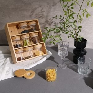 Better Homes & Gardens Bamboo Holder with 9 Bamboo Spice Jars