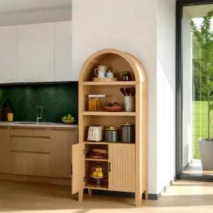 72 Tall Arched 5-Tier Bookshelf Storage Cabinet at Walmart!