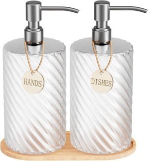 18oz Spiral Stripe Soap Dispenser Set