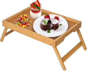 Bamboo Bed Tray Table with Folding Legs
