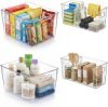 4 Pack Modular Clear Plastic Storage Organizer Bins
