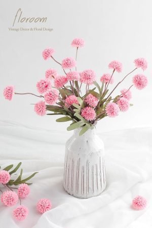 6pcs Pink Faux Silk Mums Artificial Flowers 