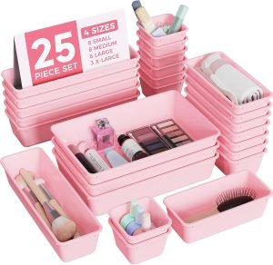 25 PCS Plastic Drawer Organizers Set