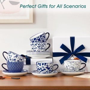 8OZ Cappuccino Cups with Saucers