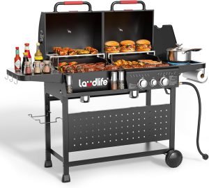 Gas & Charcoal Grill Combo with Side Burner 