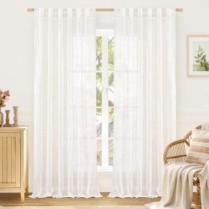 Semi Sheer Linen Curtains for Living Room2 Panels
