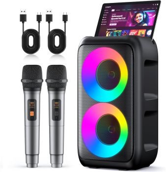 Karaoke Machine for Adults with 2 Wireless Microphones