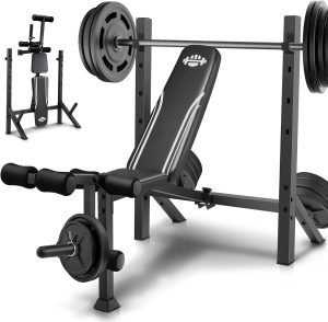 900LBS Weight Bench Set with Squat Rack