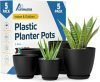 Plant Pots with Multi Drainage Holes – 5 Pieces