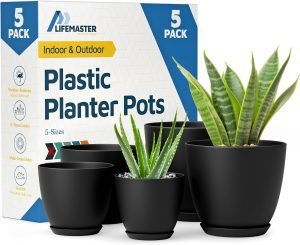 Plant Pots with Multi Drainage Holes – 5 Pieces