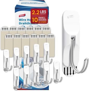 10 Small Sticky Hooks and 12 Adhesive Strips