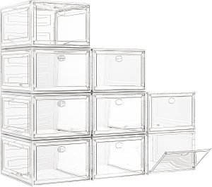 7-Pack Large Clear Shoe Boxes Organizer