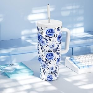 40 oz Tumbler with Handle and Straw