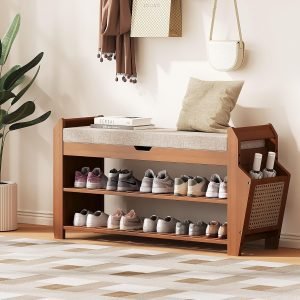 31.5 Bamboo Shoe Rack Bench with Storage 