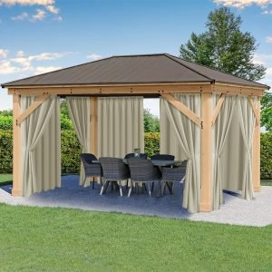 Waterproof Patio Outdoor Curtains with Rod Pocket 6 Panels