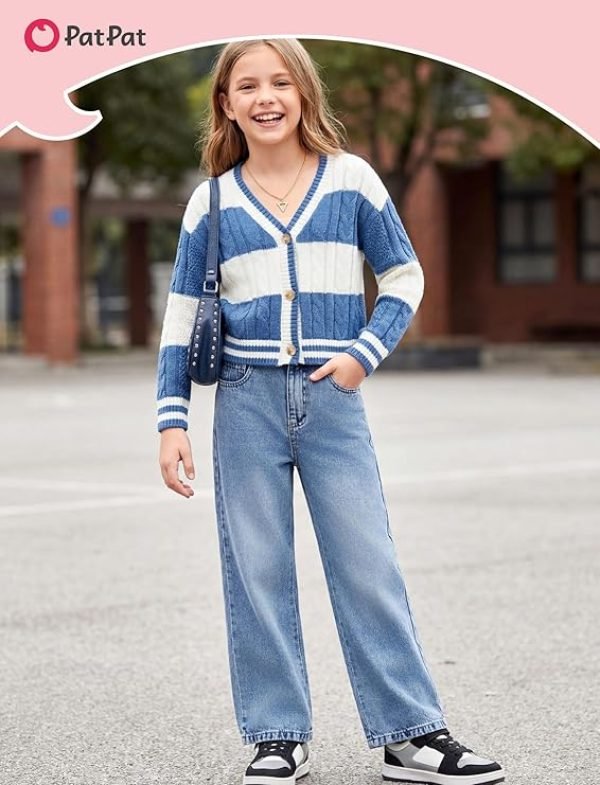 PATPAT Girls Wide Leg Jeans (Ages 5–14 Years)