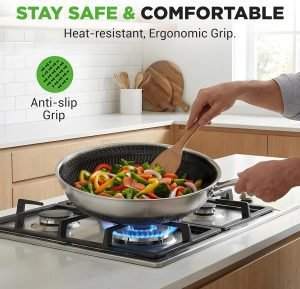 NutriChef 12″ Stainless Steel Wok