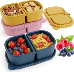 3 Pack Reusable Silicone Snack Containers