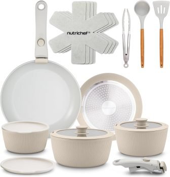 NutriChef 18-Piece Ceramic Cookware Set