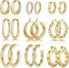 9 Pairs Gold Hoop Earrings for Women