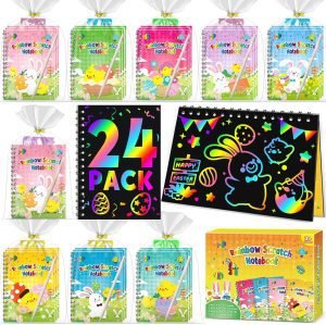 24 Pack Scratch Rainbow Art Crafts Notebook