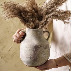 Rustic Ceramic Farmhouse Flower Round Vase