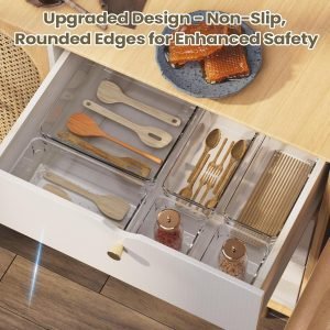 5 PCS Clear Plastic Drawer Organizer Set