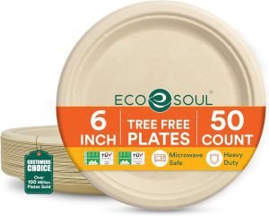 6-Inch Compostable Disposable Paper Plates – 100 Pack