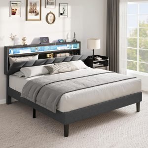 Queen Bed Frame with Storage Headboard