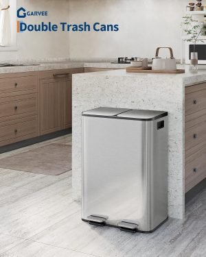 2 x 8 gal Stainless Steel Double Trash Can