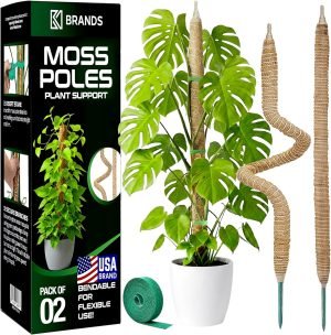 2 Pack 28″ Bendable Moss Pole Monstera Plant Support