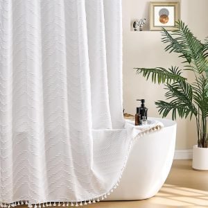 White Shower Curtain for Bathroom