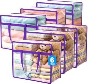 6 Pack Clear Zippered Storage Bags