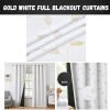 Gold White Full Blackout Curtains
