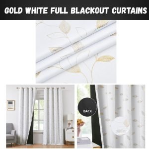 Gold White Full Blackout Curtains