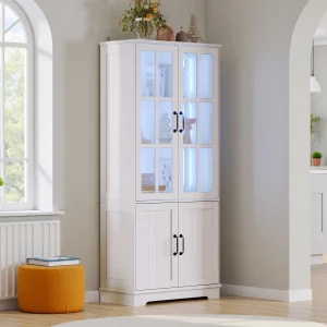 Brayden Studio 71″ Tall Storage Cabinet With Led Lights !