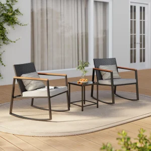 Lofka Patio Rocking Chairs Set with Glass Coffee Table At Walmart !!